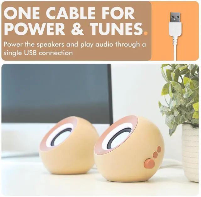 Alt view image 3 of 5 - X9 Performance Brown Computer Speakers for Desktop PC with RGB Lighting, Bluetooth, USB, and AUX - Triple Mode Connection, Dual 2.25" Drivers for Work and Play - Bluetooth PC Speakers