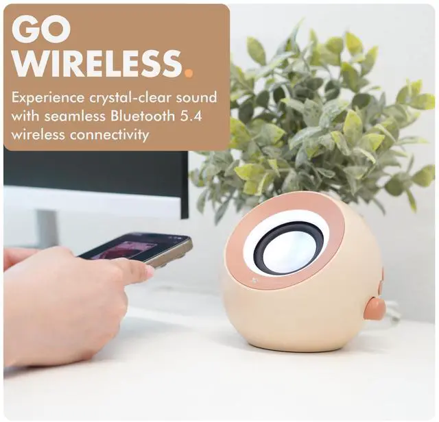 Alt view image 4 of 5 - X9 Performance Brown Computer Speakers for Desktop PC with RGB Lighting, Bluetooth, USB, and AUX - Triple Mode Connection, Dual 2.25" Drivers for Work and Play - Bluetooth PC Speakers