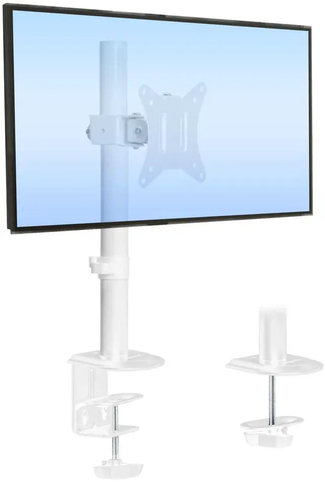 Main image of Mount-It! White Single Monitor Stand  Adjustable Desk Arm for Computer Screens  VESA Compatible Holder Up to 32" 19.8 lbs  360° Rotation, 160° Swivel, 40° Tilt  Space-Saving Clamp & Grommet Base