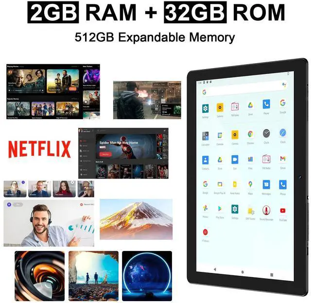 Alt view image 4 of 5 - Tablet Android 10 inch with 2GB RAM, 32GB ROM, 512GB Expandable, 1280 * 800 HD IPS Screen, 6000mAh Battery, Dual Camera, WiFi, Bluetooth, Tablet PC