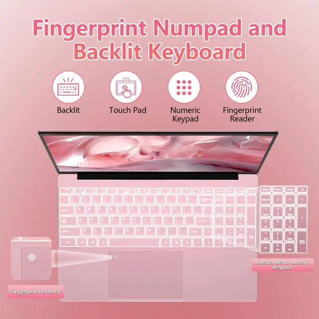 Alt view image 5 of 5 - Molegar 15.6" Student Laptop with Backlit Keyboard|16GB RAM 1TB SSD Laptop Computer|1920×1080 FHD Eye Protection Display|Fingerprint|38Wh Large Capacity Battery|180°Open Angle|WiFi|Webcam|BT 4.2|HDMI