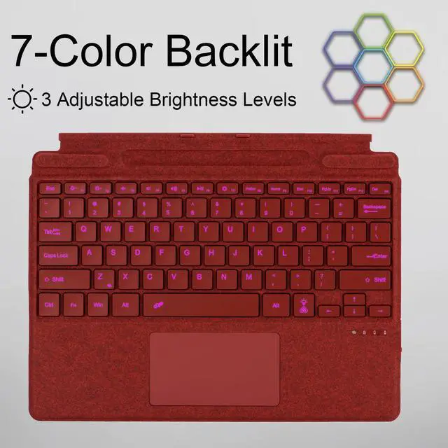 Alt view image 3 of 5 - mobee Type Cover for Microsoft Surface Pro 13 inch, Compatible with Surface Pro 13"(11th Edition) / Pro 11 / Pro 10 / Pro 9 / Pro 8 / Pro X, Slim Keyboard with Trackpad Mouse, Backlit, & Pen Holder