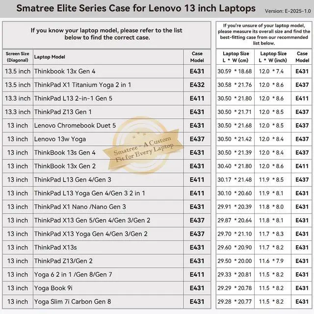 Alt view image 3 of 5 - Smatree 13 inch Laptop Sleeve for Lenovo Yoga Book 9i, for Yoga Slim 7i Carbon Gen 8, Protective Laptop Case with Accessory Pocket, YKK Zipper, Patented Shockproof Design (E431)