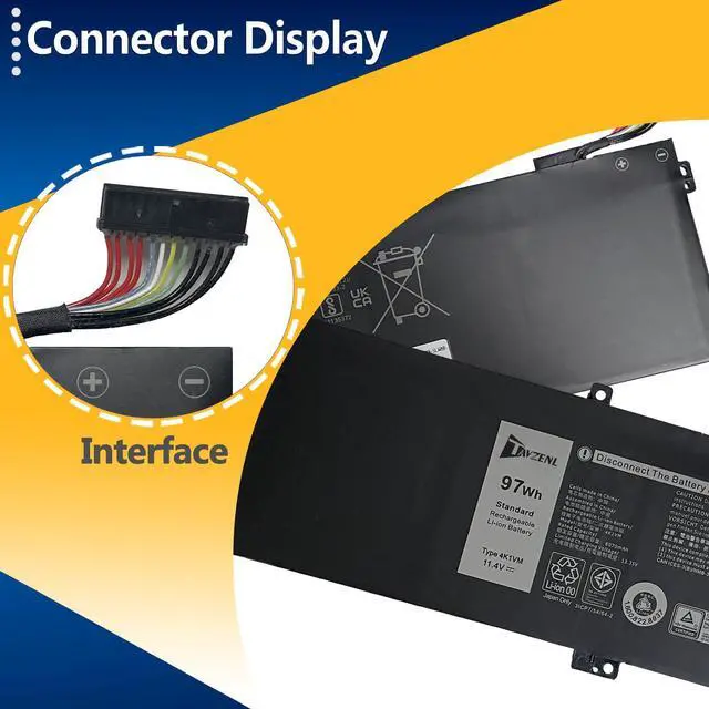 Alt view image 3 of 5 - TAVZENL 4K1VM 97Wh Battery Replacement for Dell Inspiron 15 7590 7591 7501 Series Precision 5530 5520 5540 Series Vostro 15 7500 Series G7 17 7700 Gaming Series XPS 15 9570 9560 Series 11.4V 8070