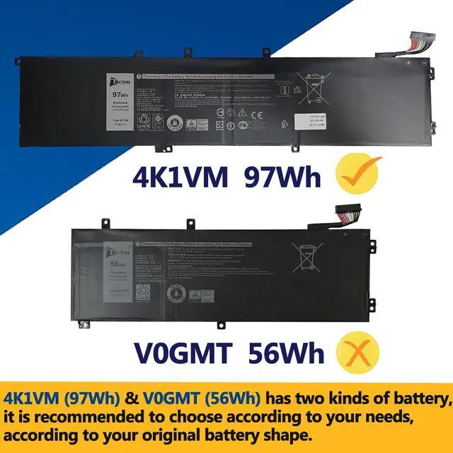 Alt view image 4 of 5 - TAVZENL 4K1VM 97Wh Battery Replacement for Dell Inspiron 15 7590 7591 7501 Series Precision 5530 5520 5540 Series Vostro 15 7500 Series G7 17 7700 Gaming Series XPS 15 9570 9560 Series 11.4V 8070