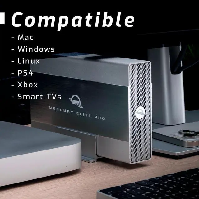 Alt view image 4 of 5 - OWC Mercury Elite Pro External Hard Drive Enclosure for 3.5 Inch SATA Drives, USB 3.2 Gen 1 Connection with 5Gb/s, Up to 20TB Capacity HDD Enclosure with Power Adapter