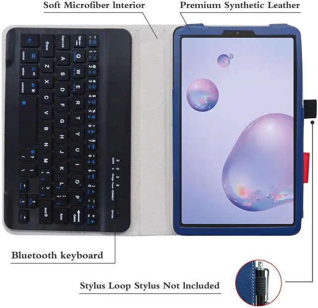 Alt view image 4 of 5 - Bige for Galaxy Tab A 8.4 2020 Keyboard Case,PU Leather Cover with Romovable Keyboard for Samsung Galaxy Tab A 8.4 2020 Model SM-T307 (Verizon/T-Mobile/Sprint/AT&T) Tablet,Blue