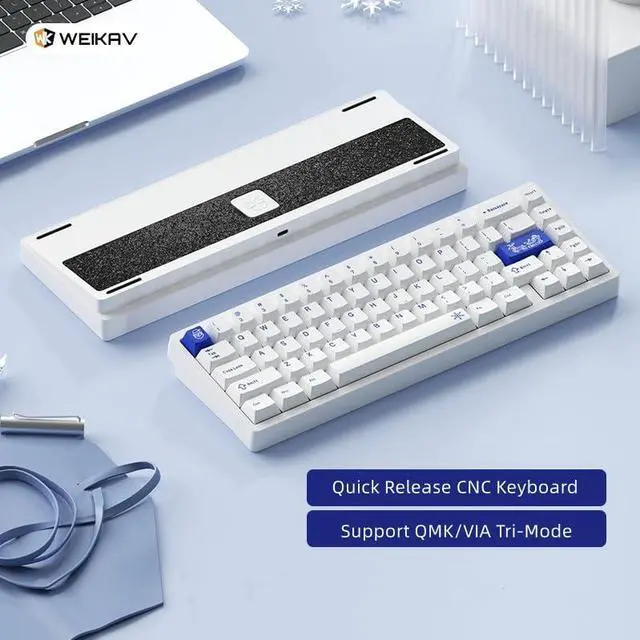Alt view image 5 of 5 - BOYI Lucky65 V2 Aluminum CNC Quick Release Mechanical Keyboard,QMK/VIA Programmable BT5.0/2.4G/Type-C Tri-Mode Wireless RGB Gasket Mounted Customized NKRO Gaming Keyboard for PC/Tablet(White)