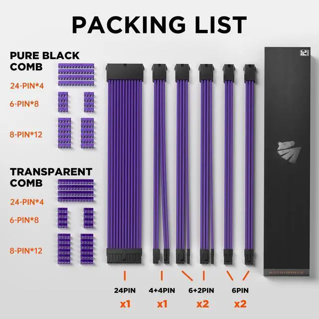 Alt view image 2 of 5 - ASIAHORSE 16AWG PSU Cable Extension Power Cords, Customized Power Supply Mod Sleeve Extension Cable, ATX/EPS/8-pin PCI-E/6-pin PCI-E for PSU Cable