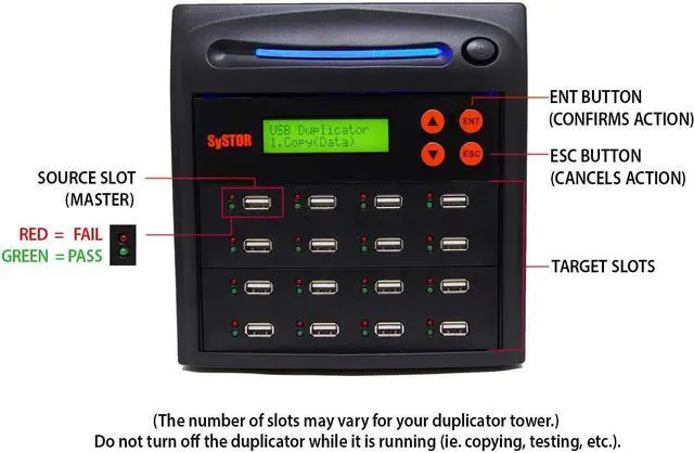 Alt view image 2 of 2 - Systor 1 to 7 USB Duplicator & Sanitizer 2GB/Min - Standalone Multiple Flash Memory Copier & Storage Drive Eraser, Copy Speeds Up to 33MB/Sec (SYS-USBD-7)