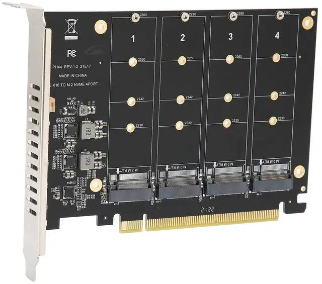 Main image of M.2 NVMe SSD to PCIE X16 M Key Hard Drive Adapter, for M.2 PCIe SSD Expansion Card, 4 x 32Gbps Full Speed, Desktop PC Installation, Support PCIE Split or PCIE RAID(ph44)