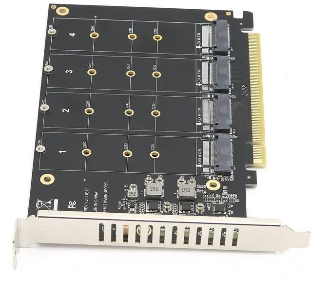 Alt view image 4 of 5 - M.2 NVMe SSD to PCIE X16 M Key Hard Drive Adapter, for M.2 PCIe SSD Expansion Card, 4 x 32Gbps Full Speed, Desktop PC Installation, Support PCIE Split or PCIE RAID(ph44)