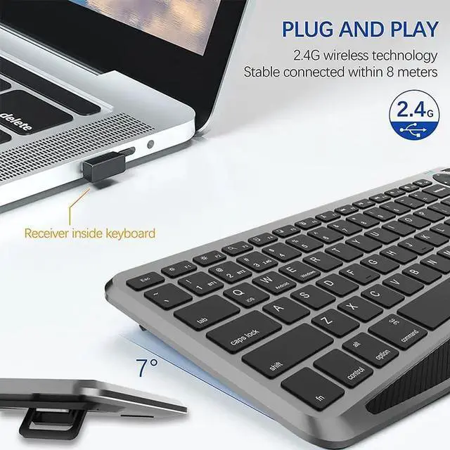 Alt view image 5 of 5 - JOMAA 2.4G Wireless Bluetooch Dual Mode Connection TV Keyboard with Touchpad Media Control Multimedia Rechargeable 7Color Backlit Keyboard for Computer, Smart TV, Desktop, Laptop, iPad, Tablet