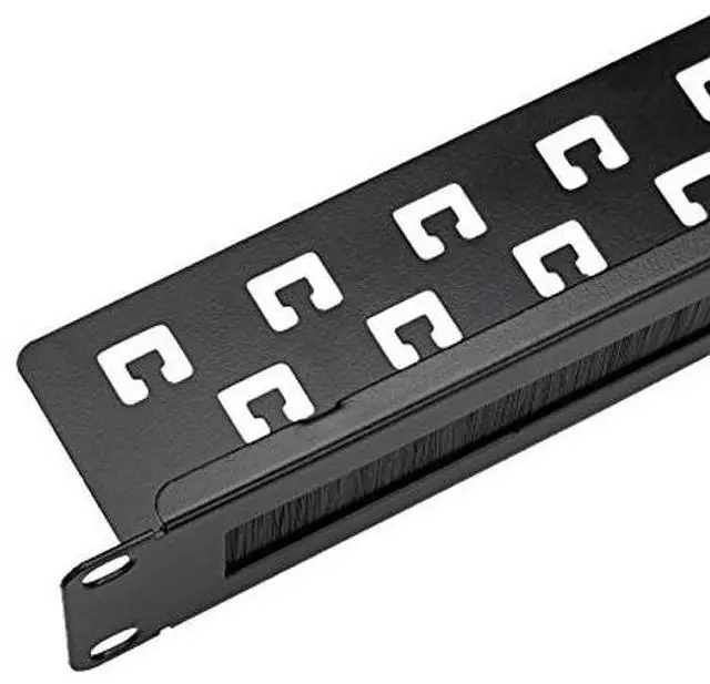 Alt view image 4 of 5 - Navepoint 1U Rack Mount Cable Management Panel with Tidy Brush Slot for Cable Entry for 19-Inch Rack Or Cabinet Black