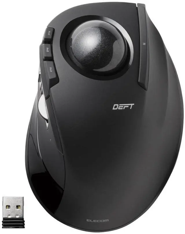 Main image of ELECOM DEFT Trackball Mouse, 2.4GHz Wireless, Finger Control, 8-Button Function with Smooth Tracking, Ergonomic Design, Optical Gaming Sensor, Windows11, macOS (M-DT2DRBK)