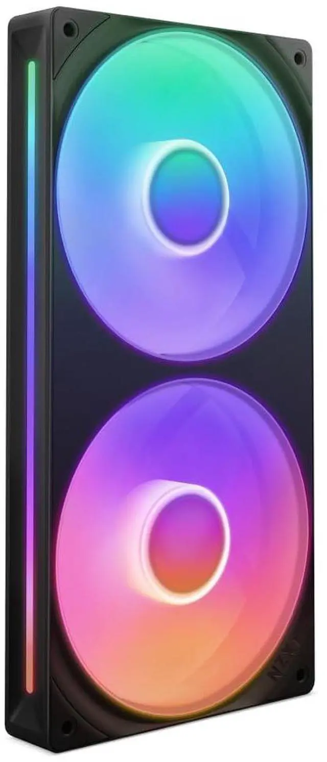 Main image of NZXT F240 RGB Core - 240mm Single-Frame Fan Unit with 2 x 120mm RGB Fans - Speed & Lighting Control - High Static Pressure & Airflow - Fluid Dynamic Bearings - 8 aRGB LEDs Per Fan - Black
