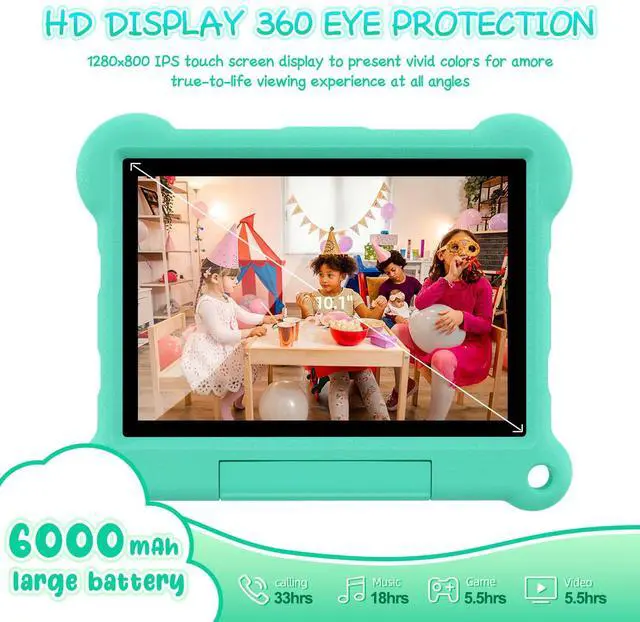 Alt view image 5 of 5 - ADREAMER Kids Tablet 10 inch Android 13 Toddler Tablet Octa Core 64GB, Cellular+WiFi+GPS, with Parental Control, Pre-intalled iWaWa, EVA Case, 10-Hrs Battery, HD Display.