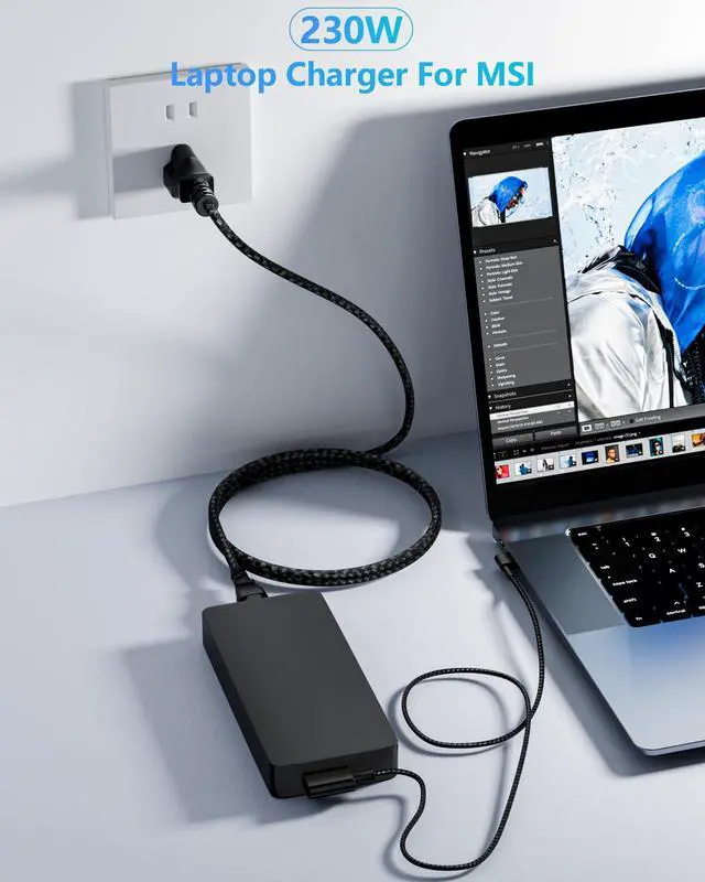 Alt view image 4 of 5 - GERVGHS 230W Laptop Charger Compatible with Blade 15/16/17/Pro 17 4K RC30-0248/RZ09-0328/0369, 19.5V 11.8A AC Power Cord - Replacement Razer 230W Charger Gaming Laptop Adapter