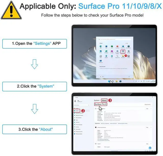 Alt view image 4 of 5 - OMOTON Keyboard for Surface Pro 11/10/9/8/X, [13 inch], Bluetooth Type Cover for Surface Pro, 7-Color Backlit, Ultra-Slim Wireless Keyboard with Touchpad & Pencil Holder, Built-in Rechargeable Battery