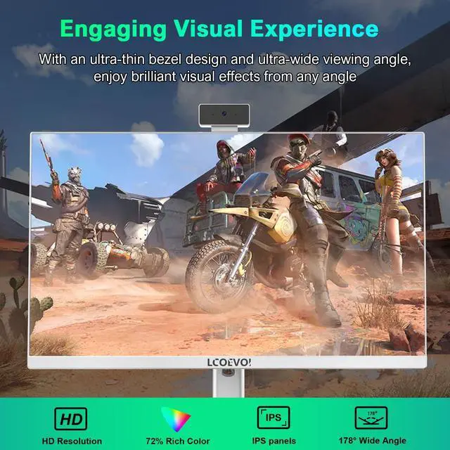 Alt view image 2 of 5 - LCOEVOI All-in-one Desktop Computer PC, 24" FHD Display AMD R7 Quad Core 16G RAM 512G SSD ROM, Liftable Arm Rotatable Monitor WiFi Bluetooth Connection PC Desktop for Home Study Office Gaming