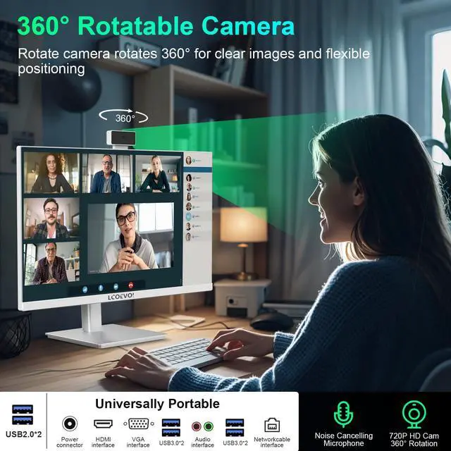 Alt view image 4 of 5 - LCOEVOI All-in-one Desktop Computer PC, 24" FHD Display AMD R7 Quad Core 16G RAM 512G SSD ROM, Liftable Arm Rotatable Monitor WiFi Bluetooth Connection PC Desktop for Home Study Office Gaming