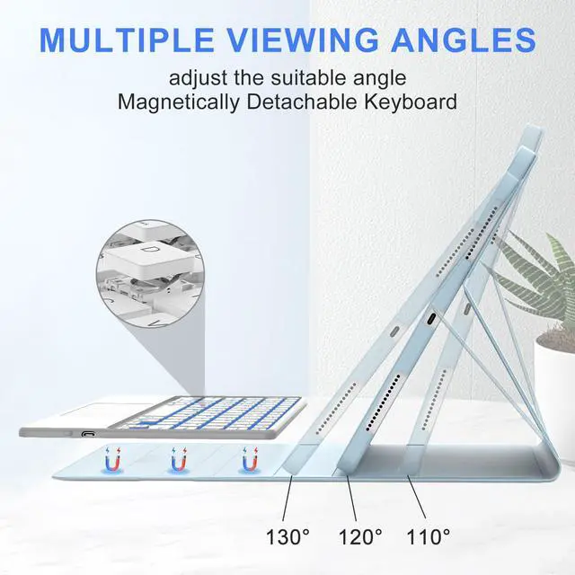 Alt view image 5 of 5 - Keyboard Case for Xiaomi Pad 7/ Pad 7 Pro 11.2 Inch, 7 Color Backlit, Magnetic Detachable Wireless Bluetooth Keyboard, Multi-Touch Trackpad, Stain Resistant Cover, Rechargeable, LightBlue (Backlit)