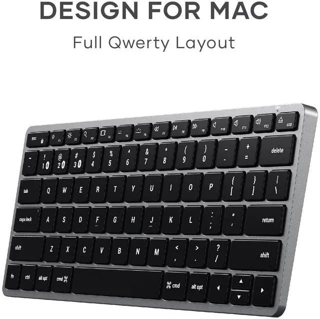 Alt view image 3 of 5 - Satechi Slim X1 Bluetooth Backlit Keyboard for Mac, Illuminated Keys & Multi-Device Sync, for MacBook Air/Pro M4, iPad Air/Pro M4, iPad/iPad mini, Mac mini, iMac - Space Gray