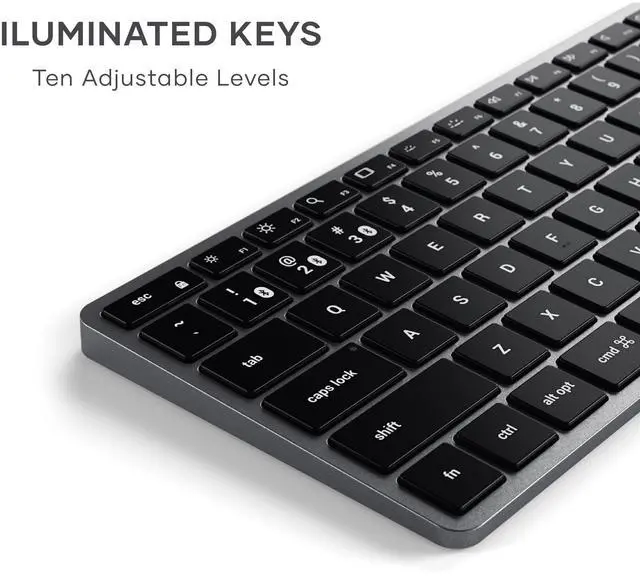 Alt view image 4 of 5 - Satechi Slim X1 Bluetooth Backlit Keyboard for Mac, Illuminated Keys & Multi-Device Sync, for MacBook Air/Pro M4, iPad Air/Pro M4, iPad/iPad mini, Mac mini, iMac - Space Gray