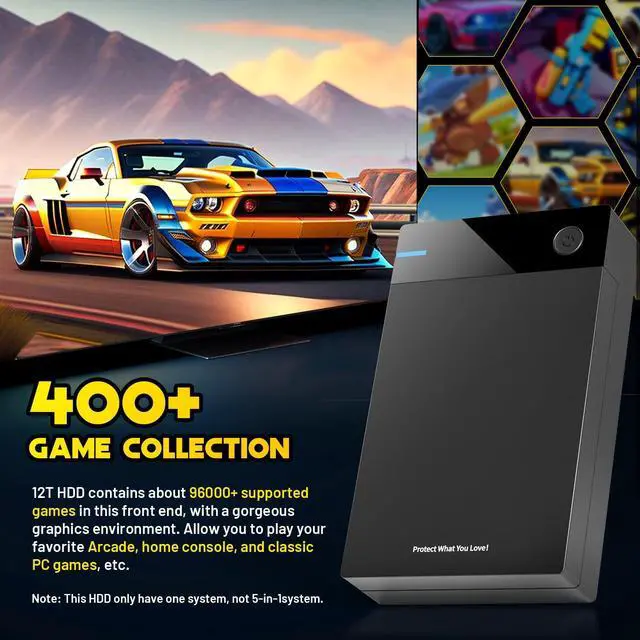 Alt view image 2 of 5 - Kinhank 12T External HDD with 96,000+ Classic Games,Retro Game Hard Drive Include 6000+ 3D Games, USB 3.0, 12tb Portable Game Hard Drive Disk Console for Win 7/8/10/11,Gift for Friend