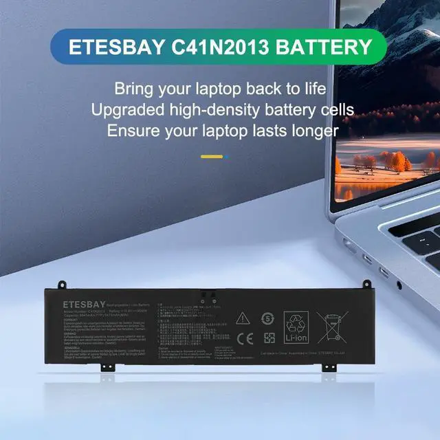 Alt view image 2 of 5 - ETESBAY C41N2013 C41N2013-1 Battery Replacement for ASUS ROG Strix G15 G513 G513IM G17 G713 G713IM G713QM Scar 15 G533 G533QM G533QR 17 G733 G733ZM Zephyrus G15 GA503 S17 GX703 M16 GU603 GU603HE