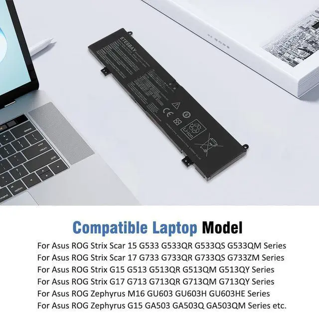 Alt view image 5 of 5 - ETESBAY C41N2013 C41N2013-1 Battery Replacement for ASUS ROG Strix G15 G513 G513IM G17 G713 G713IM G713QM Scar 15 G533 G533QM G533QR 17 G733 G733ZM Zephyrus G15 GA503 S17 GX703 M16 GU603 GU603HE