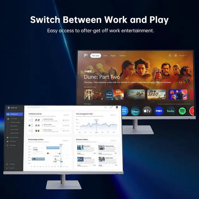 Alt view image 2 of 5 - KTC 32 Inch 4K Smart Monitor, Google System UHD (3840x 2160) Smart Monitor with Speakers, Netflix Licensed, Type-C 65W PD, WirelessDisplay, HDR, Bluetooth, Hey Google Voice Remot, VESA Support, A32Q8