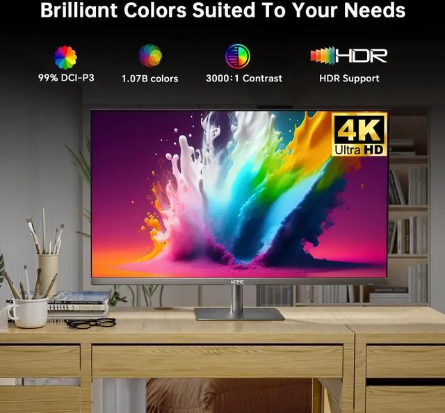 Alt view image 4 of 5 - KTC 32 Inch 4K Smart Monitor, Google System UHD (3840x 2160) Smart Monitor with Speakers, Netflix Licensed, Type-C 65W PD, WirelessDisplay, HDR, Bluetooth, Hey Google Voice Remot, VESA Support, A32Q8