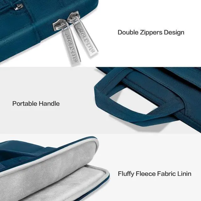 Alt view image 3 of 5 - MOSISO Laptop Shoulder Bag Compatible with MacBook Pro 16 inch 2023-2019 M3 A2991 M2 A2780 M1 A2485 A2141/Pro 15 A1398,15-15.6 inch Notebook,Polyester Flapover Briefcase Sleeve Case, Deep Teal