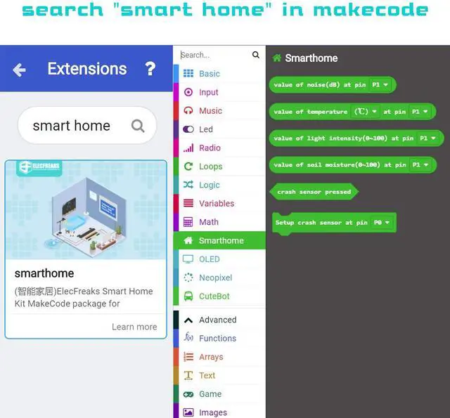 Alt view image 5 of 5 - ELECFREAKS microbit Smart Home Kit Micro:bit Sensor Starter Kit Octopus Series Sensor, DIY Programming kit with Basic Coding Electronics Modules and Wiki Tutorial(Without Micro:bit)