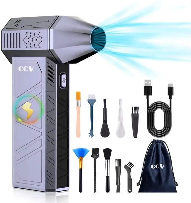 Main image of CCV Compressed Air Duster - 150000RPM Electric Air Duster for Cleaning Keyboard&PC 3 Gears Adjustable Rechargeable Cordless Jet Dry Blower Air Blower for Car and Home (F33-Pearl Blue)