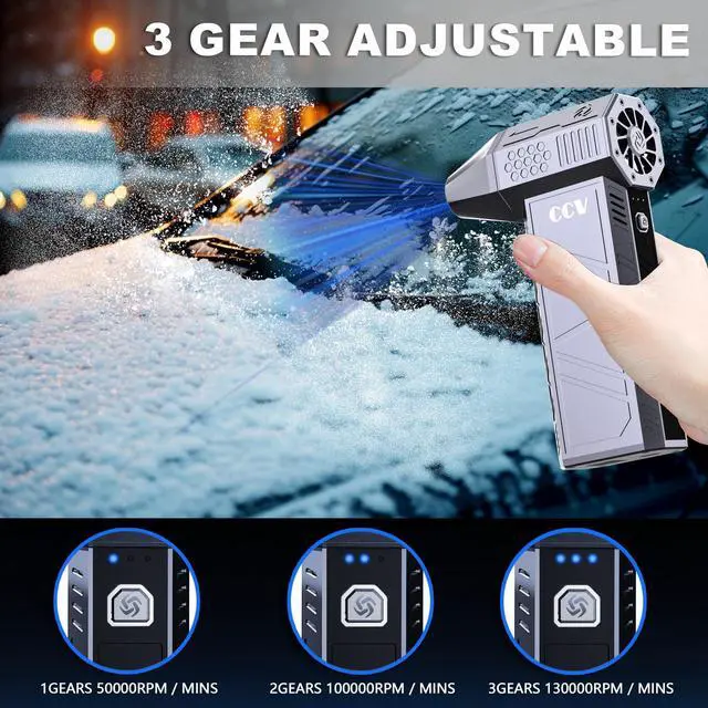 Alt view image 2 of 5 - CCV Compressed Air Duster - 150000RPM Electric Air Duster for Cleaning Keyboard&PC 3 Gears Adjustable Rechargeable Cordless Jet Dry Blower Air Blower for Car and Home (F33-Pearl Blue)