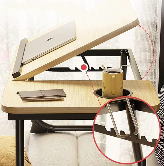 Alt view image 3 of 5 - Asltoy Foldable Lap Desk Stand, Laptop Table for Bed with Adjustable Height & Cup Holder (Golden)