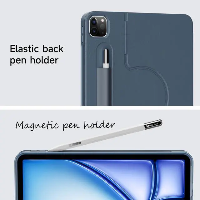 Alt view image 5 of 5 - HOU Rotatable Keyboard Case for iPad Air 11 (M3/M2 2025), Magnetic Detachable Case with Keyboard for iPad Pro 11 (4th/3rd/2nd/1st Gen) and iPad Air (6th/5th/4th Gen) with Touchpad, Backlight - Blue