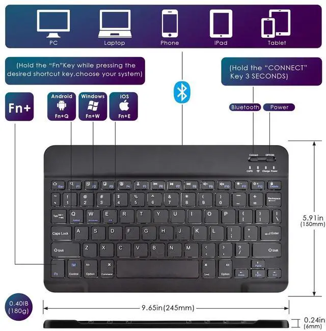Alt view image 4 of 5 - DETUOSI iPad 9.7" Case with Keyboard for iPad Air 2/ Air 1, iPad Pro 9.7, iPad 9.7 inch 2017/2018 (5th/ 6th Gen), Detachable Wireless Keyboard + Multiple Angle Stand PU Leather Cover for iPad 9.7-inch