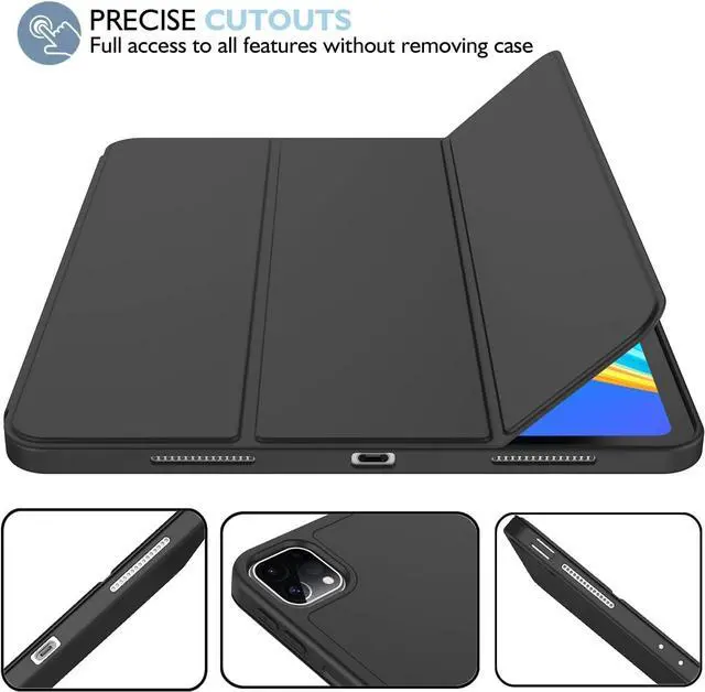 Alt view image 4 of 5 - iMieet iPad Pro 13 Inch Case M4 (2024) with Pencil Holder, Trifold Stand Smart Case with Soft TPU Back, Auto Wake/Sleep (Black)