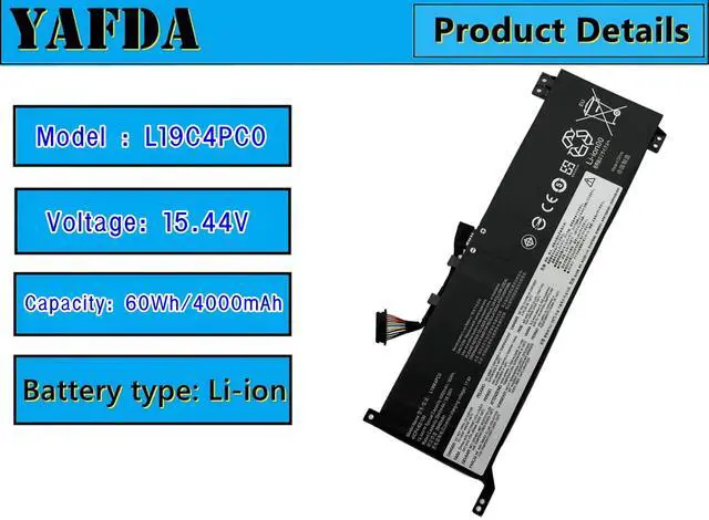 Alt view image 4 of 5 - Yafda L19M4PC0 Laptop Battery Replacement for Lenovo Legion 5P-15IMH05 Legion 5-15IMH05 5-15ARH05 Series 5B10W86196 L19C4PC0 5B10W86195 L19M4PC1 5B10W86192 L19C4PC1 5B10W86194