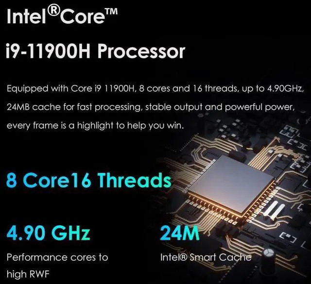 Alt view image 3 of 5 - BRE NUC Mini PC C14T Intel Core i9-11900H up to 4.9GHz(8C/16T), 16GB DDR4 RAM 512GB NVME SSD, Intel UHD Graphics, USB3.2/Type-C/WiFi 6/BT5.2/Dual RJ45 2.5G/4K Triple Display Desktop PC