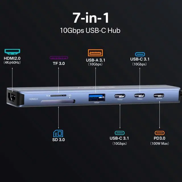 Alt view image 3 of 5 - ACASIS 40Gbps M.2 NVMe SSD Enclosure&USB C Hub to HDMI,10Gbps