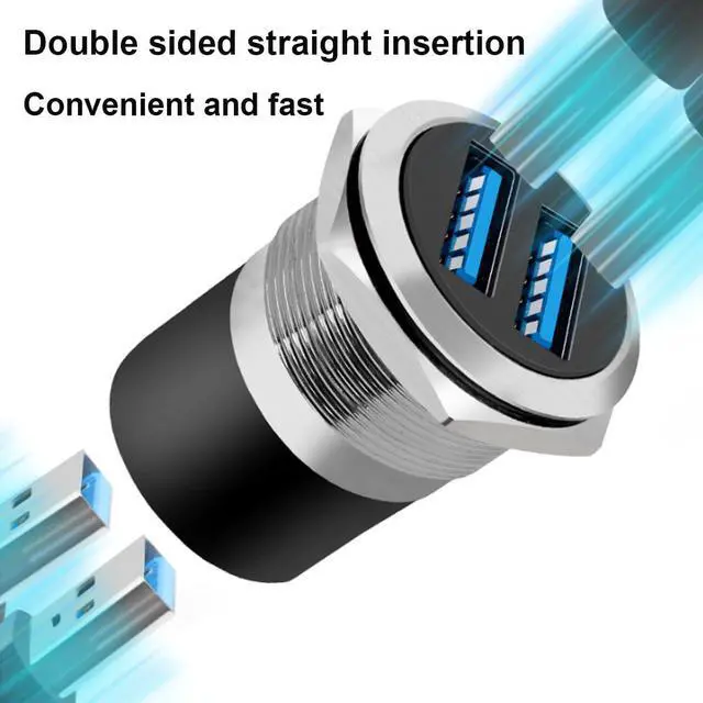 Alt view image 3 of 5 - PENGLIN 5PCS Dual USB 3.0 Adapter, USB Panel Mount Bulkhead Connector, Support High-Speed Data Transfer and Charging,Compatible with Car,PC,TV,Laptop,Phone