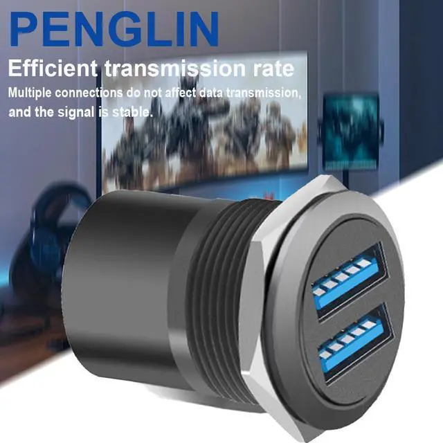 Alt view image 5 of 5 - PENGLIN 5PCS Dual USB 3.0 Adapter, USB Panel Mount Bulkhead Connector, Support High-Speed Data Transfer and Charging,Compatible with Car,PC,TV,Laptop,Phone