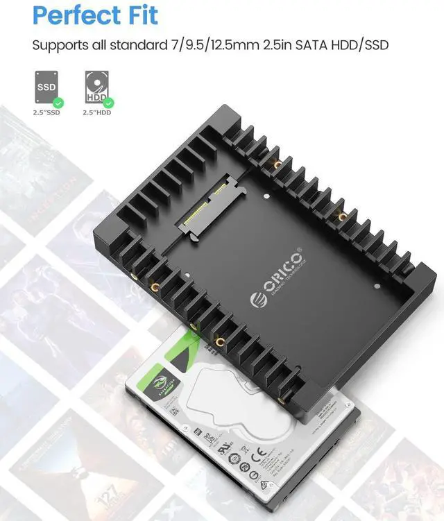 Alt view image 4 of 5 - [5Packs] ORICO 2.5 SSD SATA to 3.5 Hard Drive Adapter Internal Drive Bay Converter Mounting Bracket Caddy Tray for 7 / 9.5 / 12.5mm 2.5 inch HDD / SSD with SATA III Interface(1125SS-5)