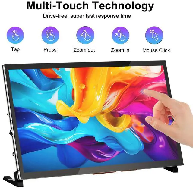 Alt view image 2 of 5 - wisecoco Touchscreen Monitor for Raspberry Pi, 7'' IPS LCD Screen 1024 * 600 Smooth Touch, Built-in Dual Speakers, HDMI Input, Compatible with Raspberry Pi 5/4/3/Zero, Easy Set-up Driver-Free