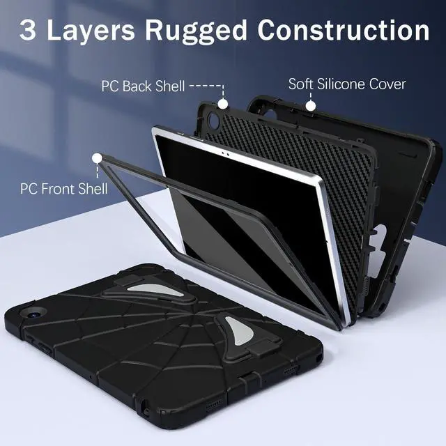 Alt view image 2 of 5 - Auizotl Case for Galaxy Tab A9 Plus Samsung Galaxy Tab A9 Plus 11 inch Case 2023 Samsung Tablet with Screen Protector Stand Thickned Cornor Protection Samsung Tab A9+ Cover, Black Black