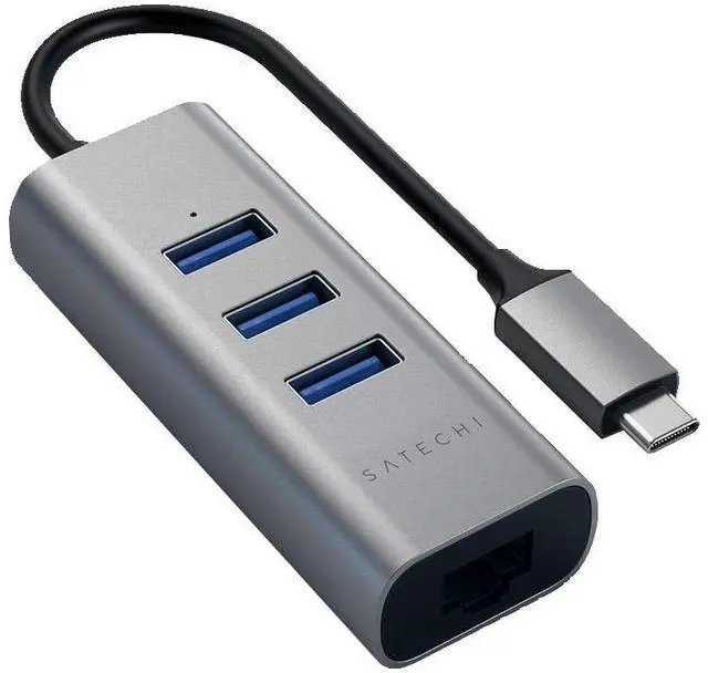 Alt view image 4 of 5 - Satechi USB C Hub Adapter, USB C Adapter with 3 USB-A 3.0 Ports and Ethernet Port, for MacBook Pro/Air M1 M2 M3, Dell, HP, Surface, Lenovo, iPad, iPhone 15 - Space Gray
